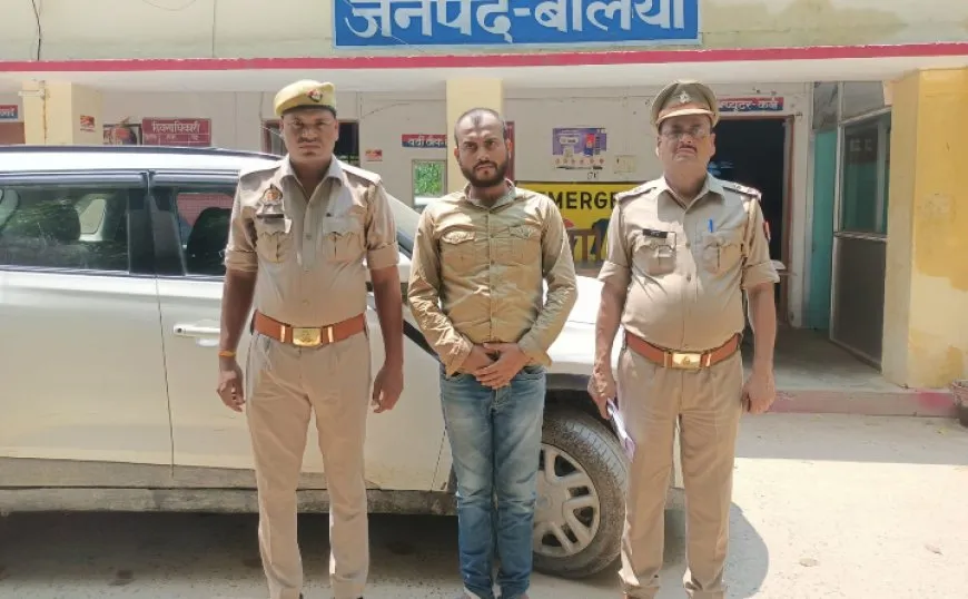 चोरी की लग्जरी कार लेकर गुस्से में था युवक, तभी पड़ गई बलिया पुलिस की नजर.